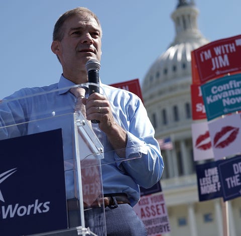 U.S. Rep. Jim Jordan (R-OH) speaks during a rally...