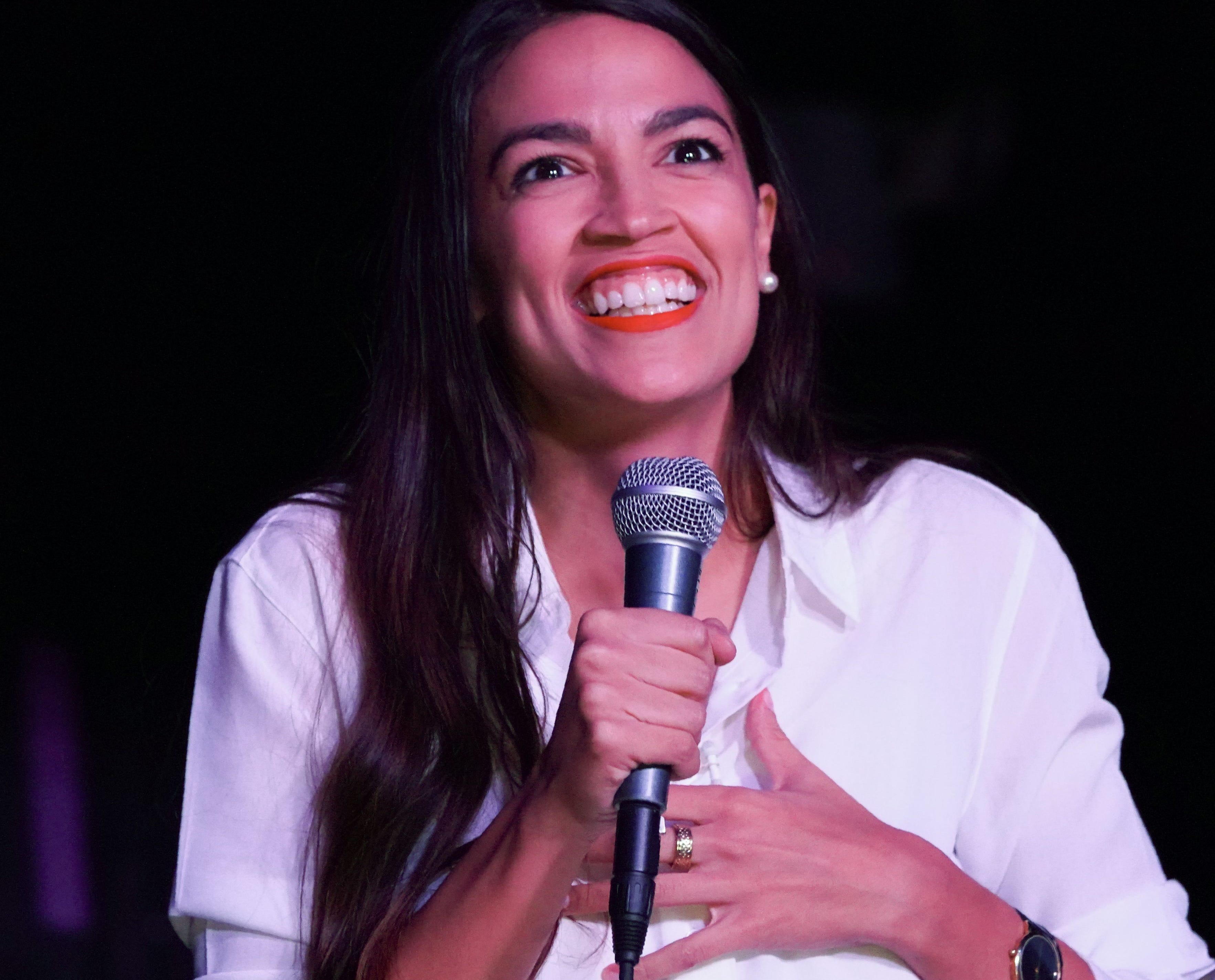 Alexandria Ocasio-Cortez speaks to her supporters during her election night party in the Queens borough of New York on Nov. 6, 2018. Ocasio-Cortez, 28, from New York's 14th Congressional District won Tuesday's election, defeating Republican Anthony Pappas and becomes the youngest woman elected to Congress.