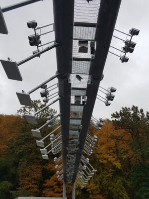 Underside of the cashless tolling gantry on Interstate 87 in Yonkers.