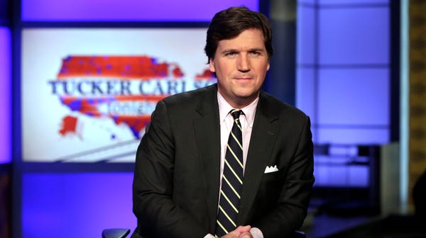 In this March 2, 2017 file photo, Tucker Carlson,...