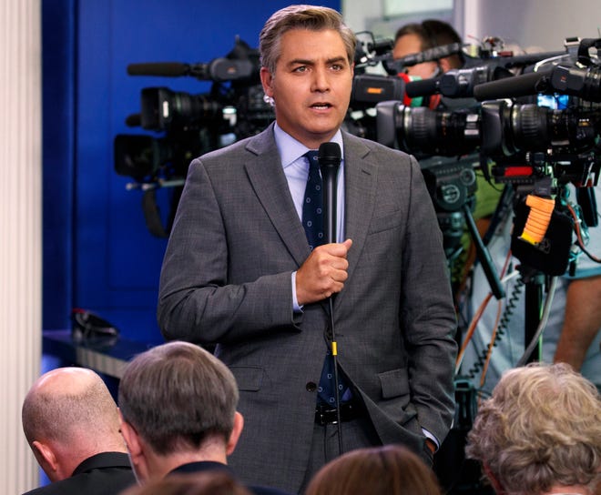 CNN correspondent Jim Acosta is pictured before a daily press briefing at the White House.