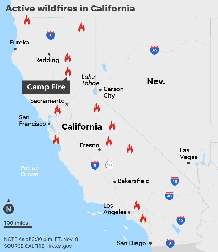 California Wildfires Wind Driven Camp Hill Fires Scorch Golden State