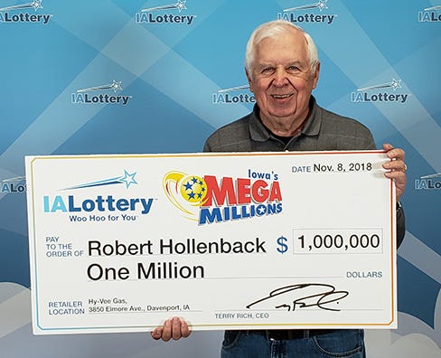 Bob Hollenback, of Milan, Illinois, won $1 million in a Mega Millions drawing.