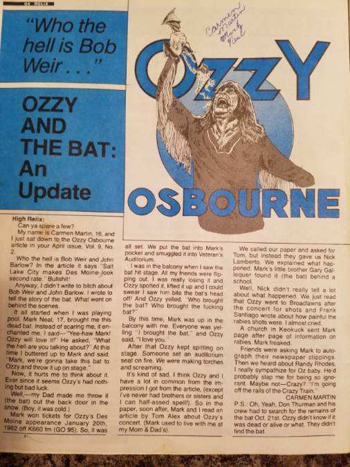 What led to Ozzy Osbourne biting the head off a bat in Des Moines