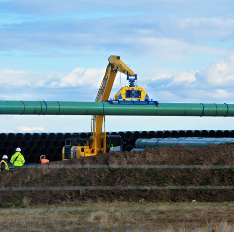 Pipe for the Keystone XL Pipeline is being stored...