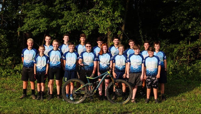 The Chambersburg mountain biking team poses for a photo.