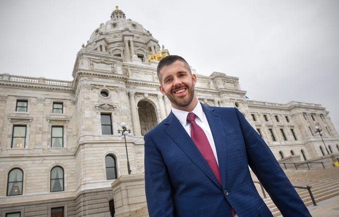 Dan Wolgamott smiles following a tour of the state Capitol in November 2018, in St. Paul after winning the House District 14B election to represent Central Minnesota in the Legislature.