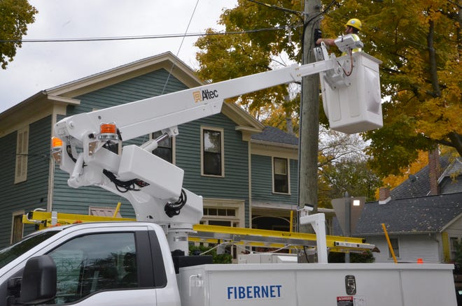 FiberNet Technician Eric Duda works on the city of Marshall's own fiber-optic network.