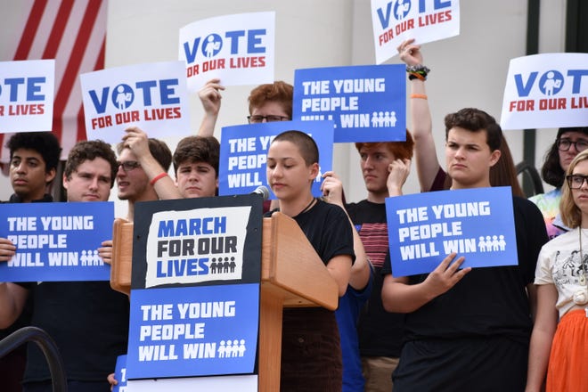 Parkland shooting survivor and March for Our Lives activist Emma González delivered a speech from the Capitol building’s steps to urge young people to vote and elect leaders willing to enact gun control reforms.
