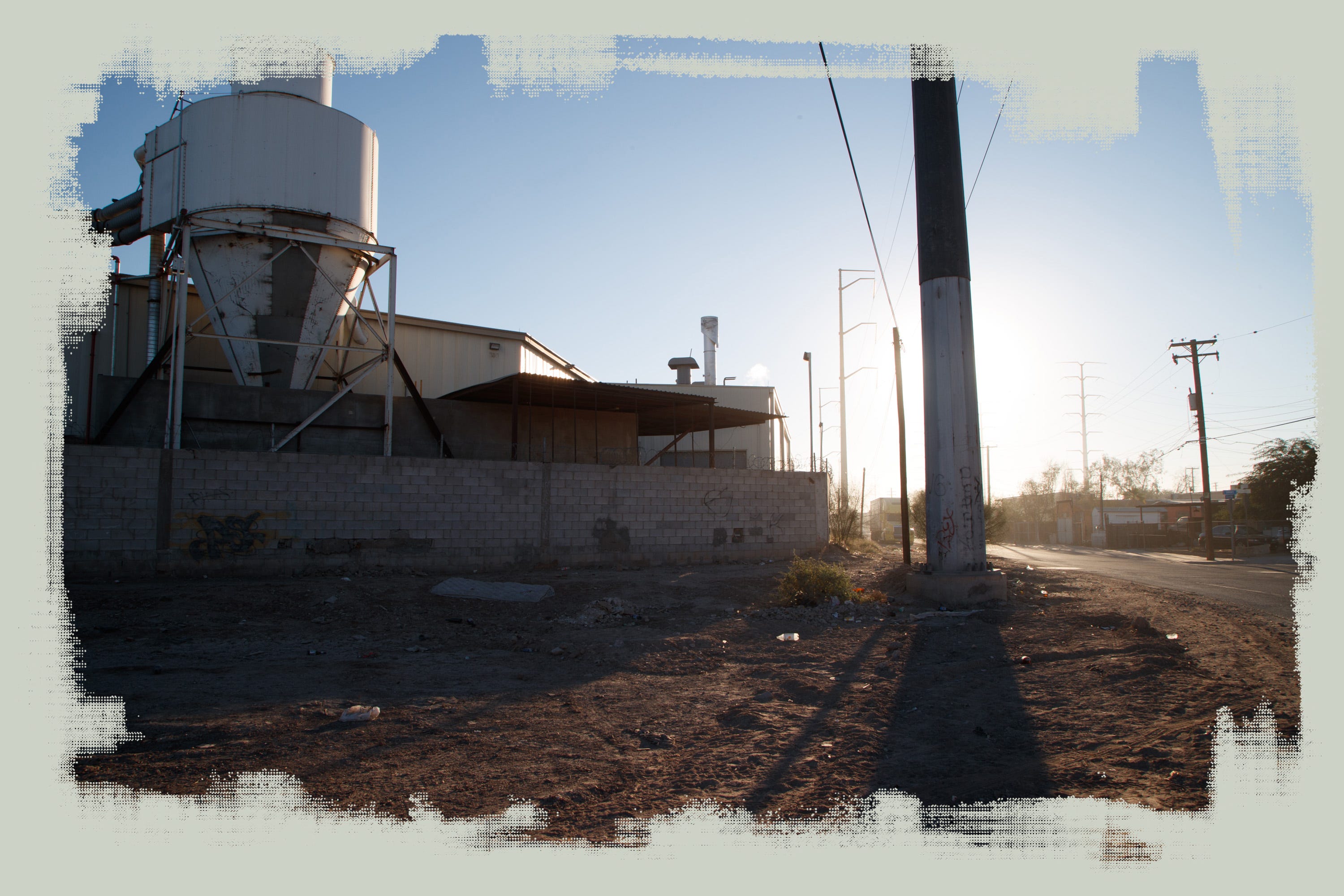 The Smurfit Kappa plant and other factories border Colonia Satélite, a residential neighborhood in Mexicali.