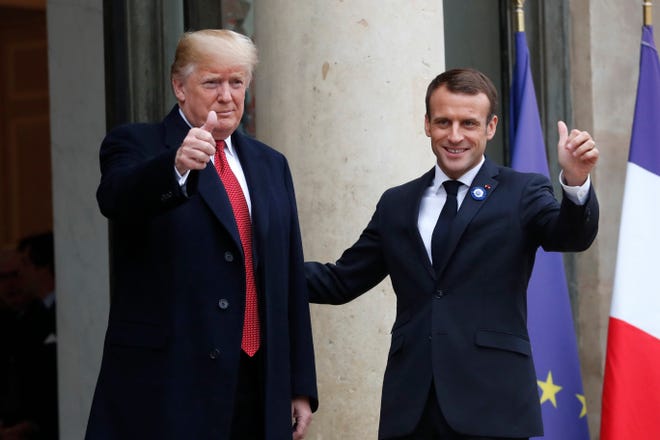 President Donald Trump and French President Emmanuel Macron in Paris.