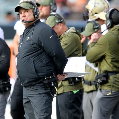 New Orleans Saints head coach Sean Payton looks...