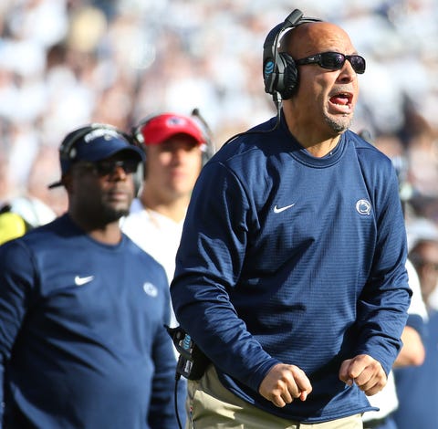 James Franklin yells against Michigan State.