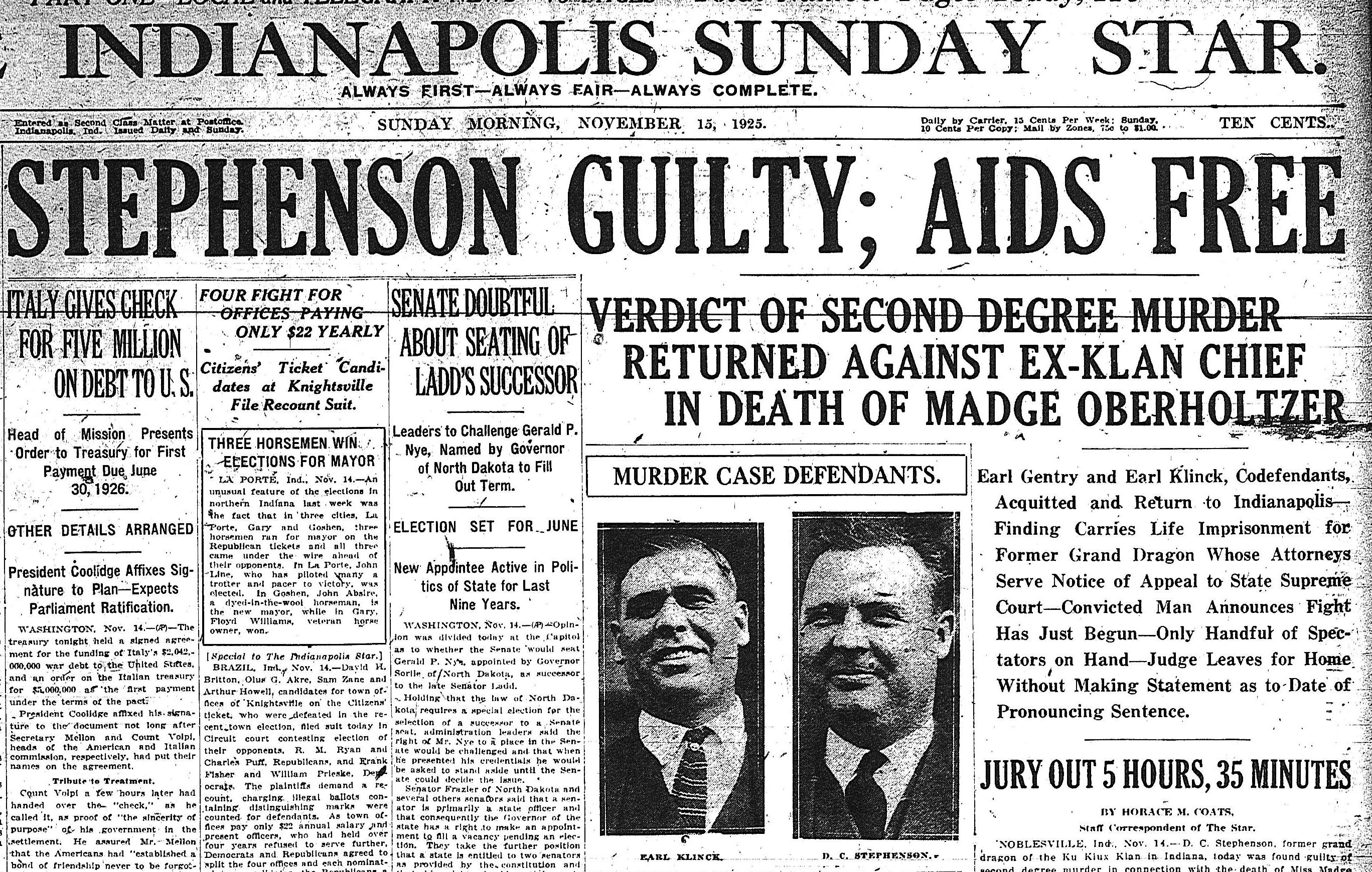 The murder of Madge Oberholtzer: Rape, poison and the KKK