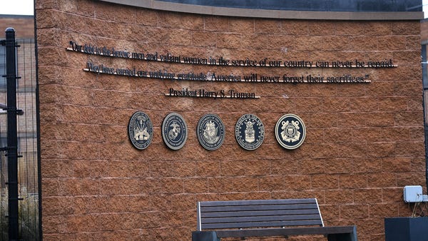 A wall next to the VA nursing home in Brockton,...