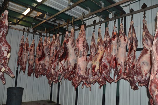 The meat freezer inside Whitetail Farms in Olivet.