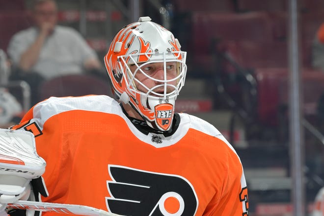 The Flyers will be without starting goalie Brian Elliott for the next two weeks. He got hurt in Thursday night's loss when Kyle Palmieri scored in the third period.