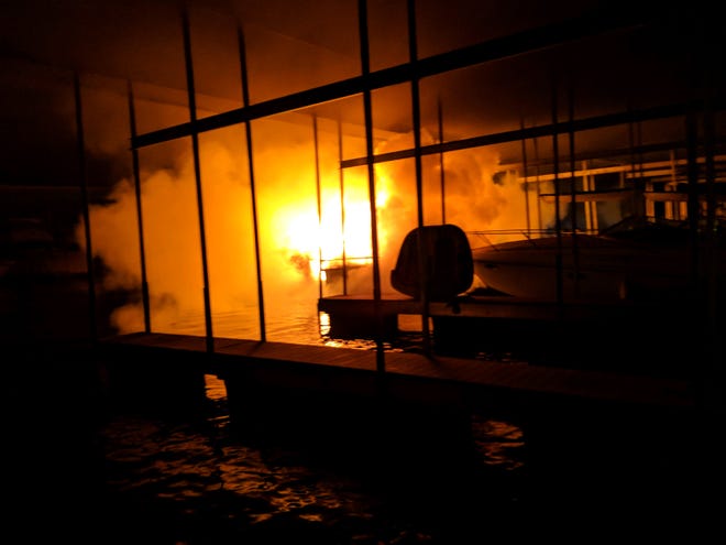 A fire damaged three boats and a dock at Drakes Creek Marina in Hendersonville on Nov. 16.