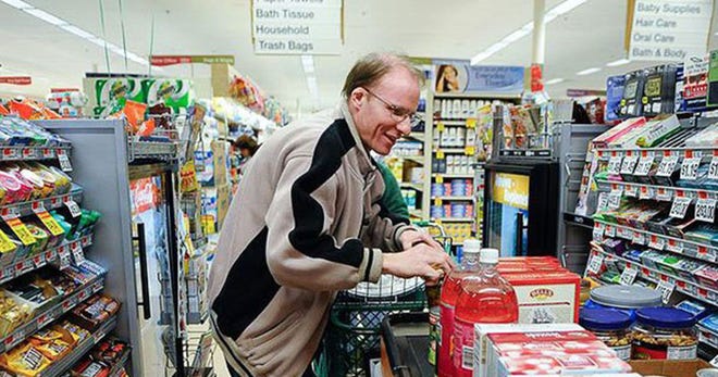 Scott Macaulay shops for groceries in preparation for his Thanksgiving 2012 feast in Melrose, Massachusetts.