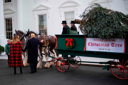 Image result for POTUS and FLOTUS welcome the 2018 White House Christmas tree