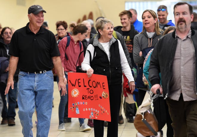 Thanksgiving travelers fill Reno-Tahoe International Airport on Wednesday, Nov. 21, 2018. Airport officials estimate 80,000 travelers will go through the airport the seven days surrounding Thanksgiving.
