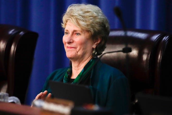 School Board Member Rosanne Wood speaks during the Leon County School Board reorganization meeting at the Howell Center Tuesday, Nov. 20, 2018. 