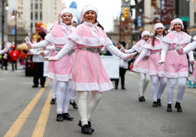 Parade participants make their way down Woodward Avenue during the 92nd America's Thanksgiving Day Parade in Detroit, Thursday, Nov. 22, 2018.