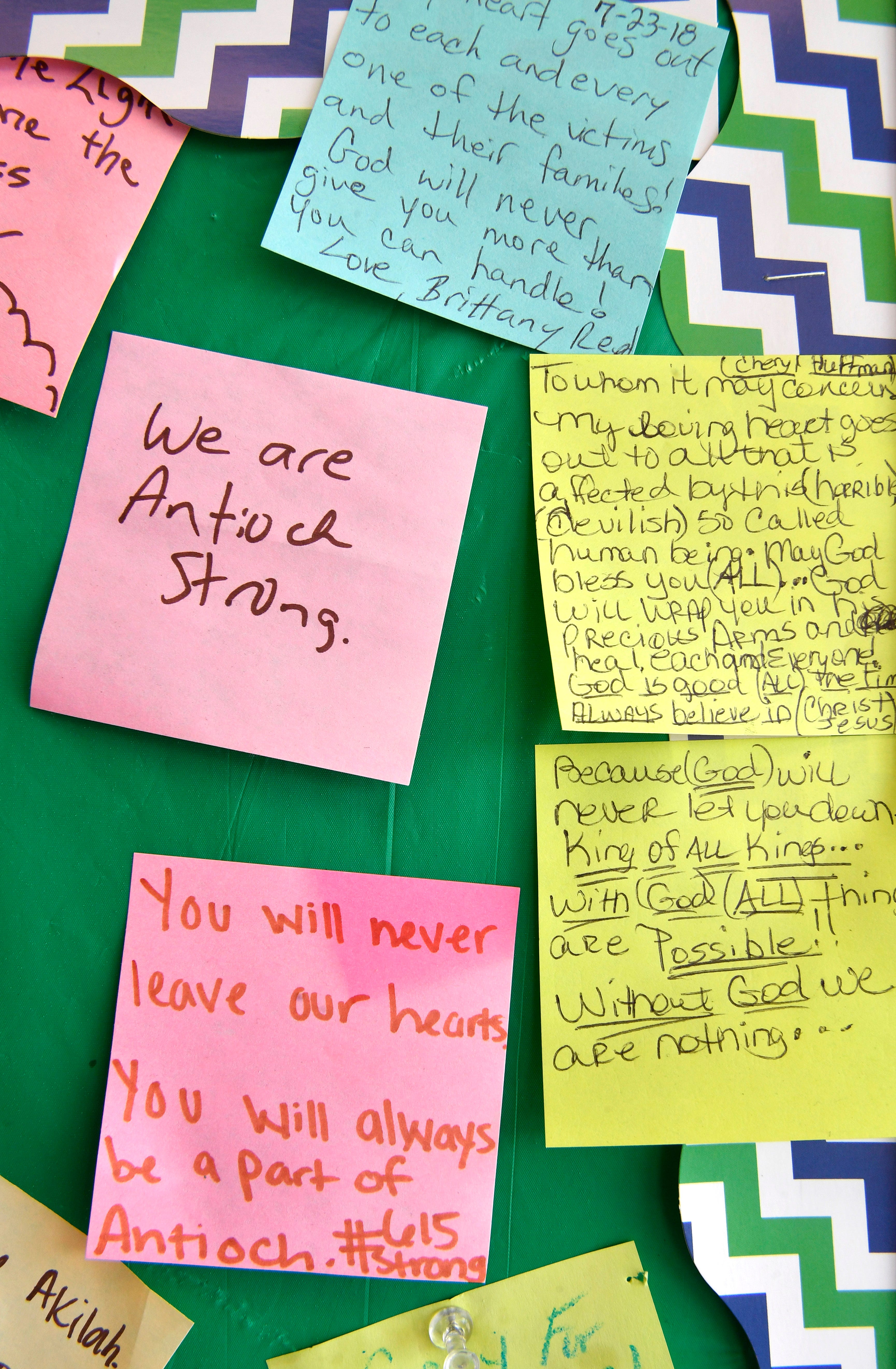 Community members left notes at the Waffle House in support of the victims and survivors in the weeks after the shooting.