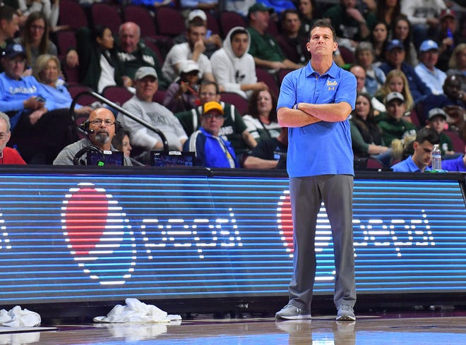 Head coach Steve Alford of the UCLA Bruins looks on during his team's game against the Michigan State Spartans during the 2018 Continental Tire Las Vegas Invitational basketball tournament at the Orleans Arena on November 22, 2018 in Las Vegas, Nevada.
