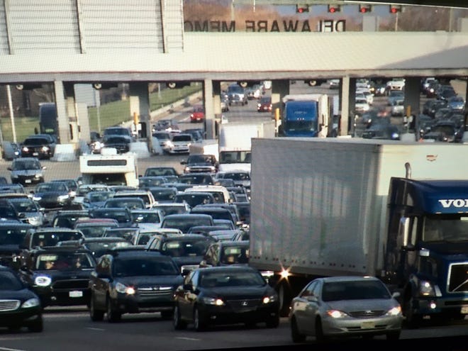 Both directions of Delaware Memorial Bridge Sunday after reports of a gas leak from a building on Cherry Lane in New Castle Sunday evening.