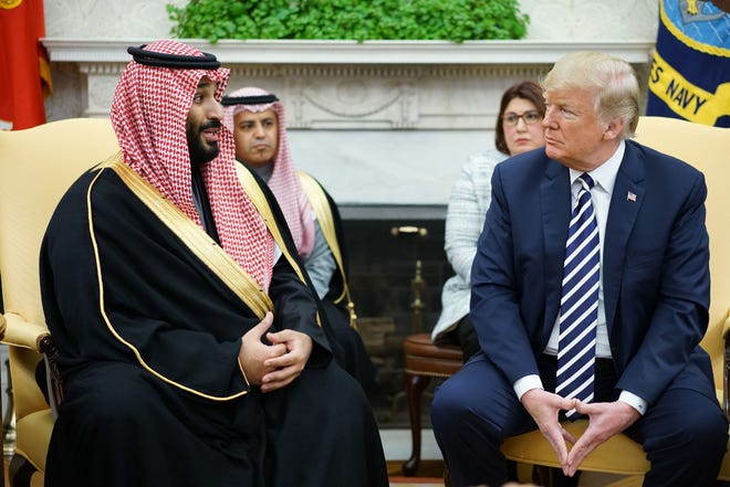 President Donald Trump and Saudi Crown Prince Mohammed bin Salman on March 20, 2018.