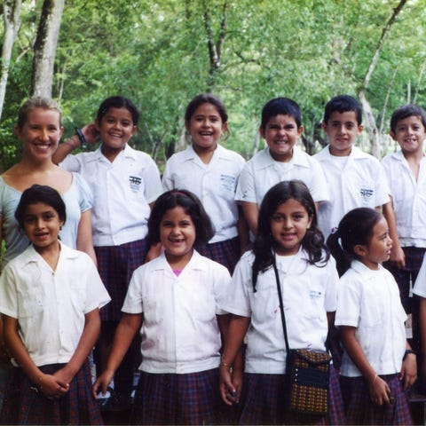 Meghan Steed with her students in Copan Ruinas,...