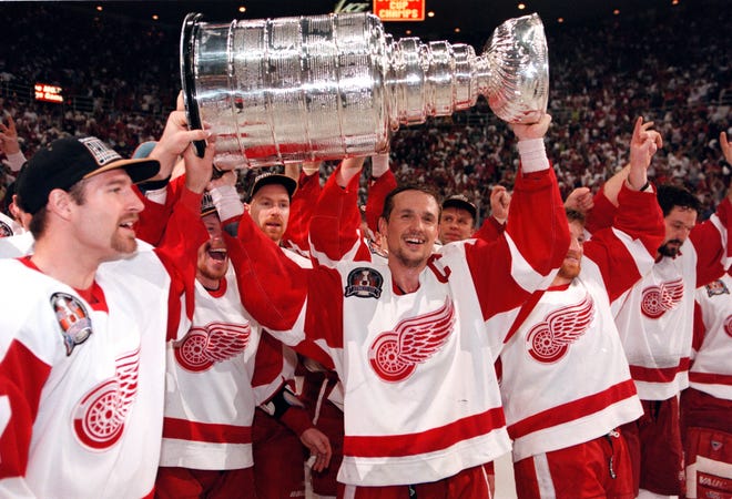 Steve Yzerman and the Red Wings swept the Flyers in the 1997 Stanley Cup Finals.
