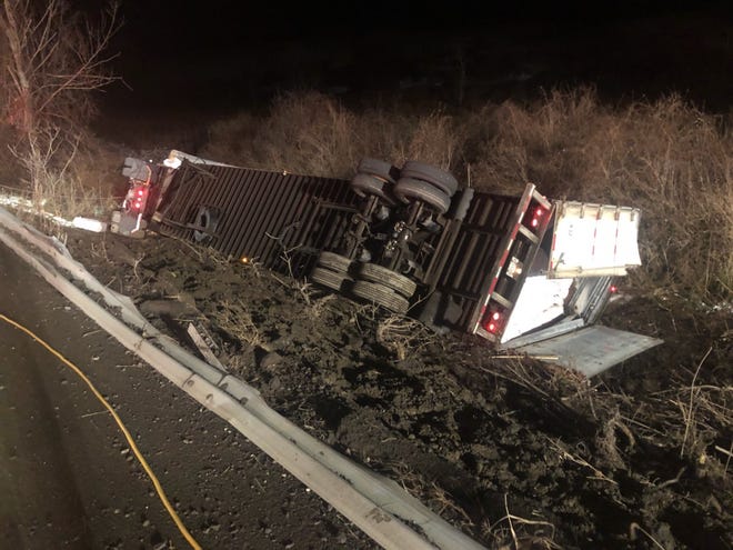 A tractor trailer rollover on Route 22 as seen on Wednesday, Nov. 29, 2018.