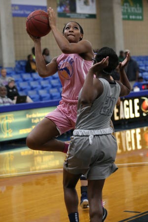 Tallahassee forward Jada Perry goes for a layup. Perry scored 18 points in the team's 108-56 win.