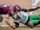 Marshall Thundering Herd receiver Armani Levias (15) fumbles ball but recovers in front of Virginia Tech Hokies defender Dax Hollifield (4) in the second half at Lane Stadium.