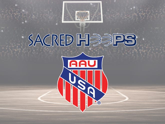 Sacred Hoops and AAU logos