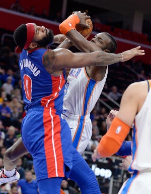 Pistons center Andre Drummond finished with 13 points and six rebounds in Monday's 110-83 loss to the Thunder.