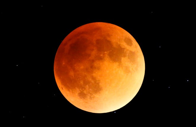 A total lunar eclipse seen from Indianapolis on Sept. 27, 2015, taken by Butler University professor Xianming Han.