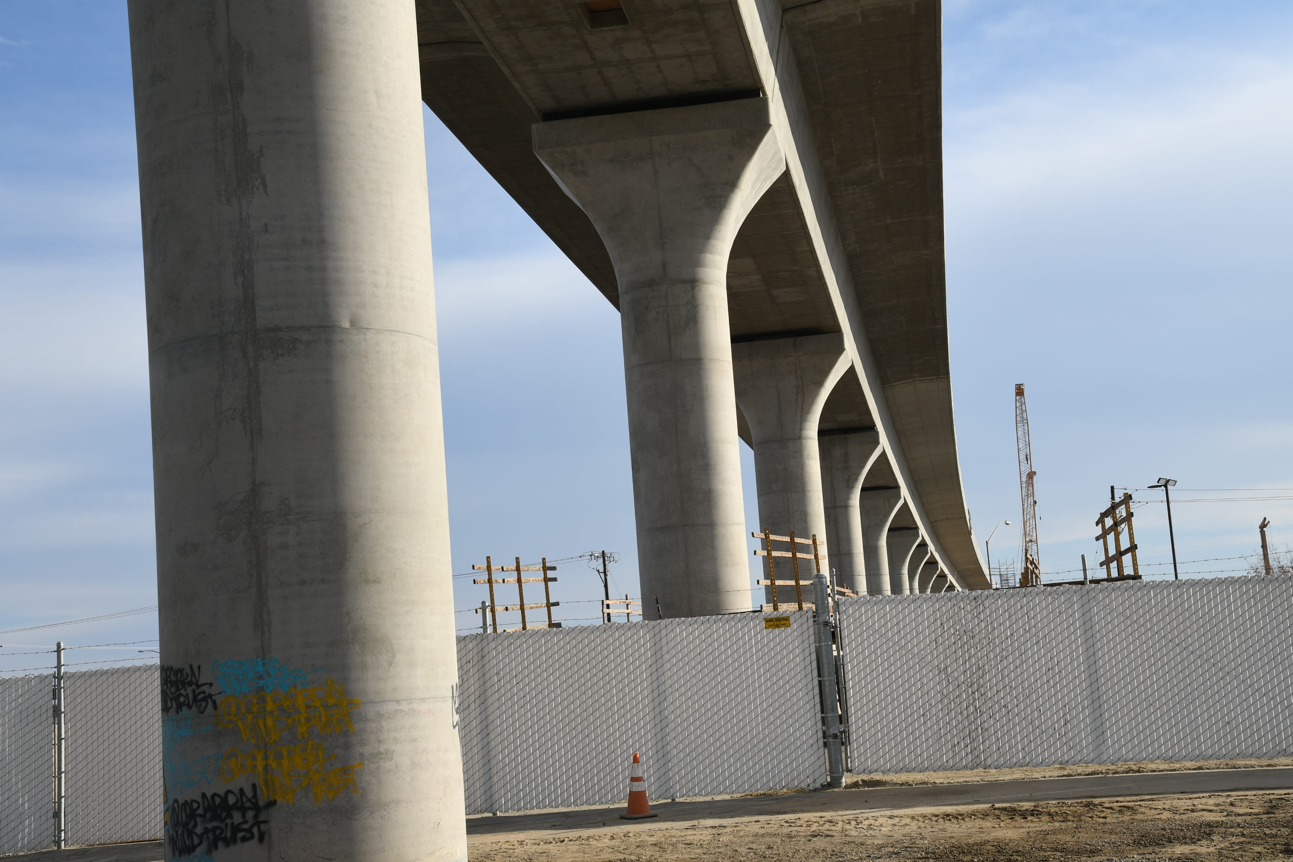High-speed rail construction is underway in California's Central Valley. The first leg of the project will connect the cities of Bakersfield, Fresno, and Merced in the San Joaquin Valley.
