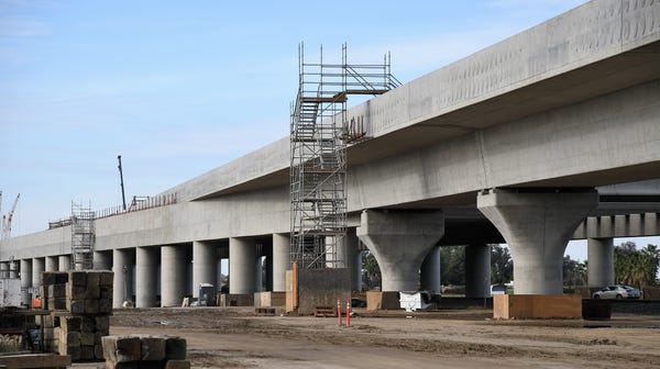 High-speed rail construction is underway in the...