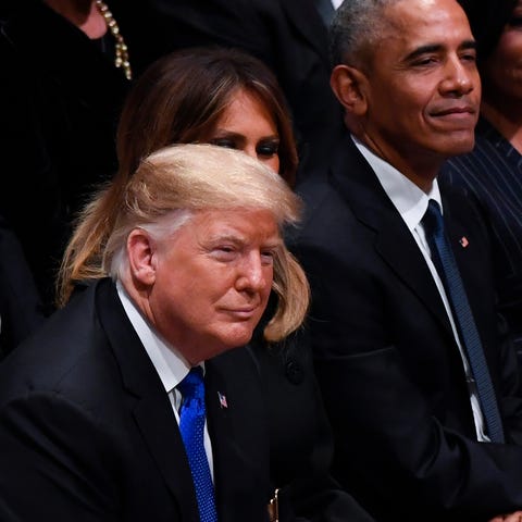 From left, President Donald Trump, First Lady...