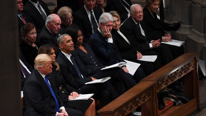 George H W Bush Funeral Presidents Trump Obama Clinton Meet