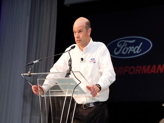 At Ford Performance Day in Dearborn, Ford Performance boss Mark Rushbrook celebrates the team's five 2018 championships from NASCAR to IMSA to Rally racing. 