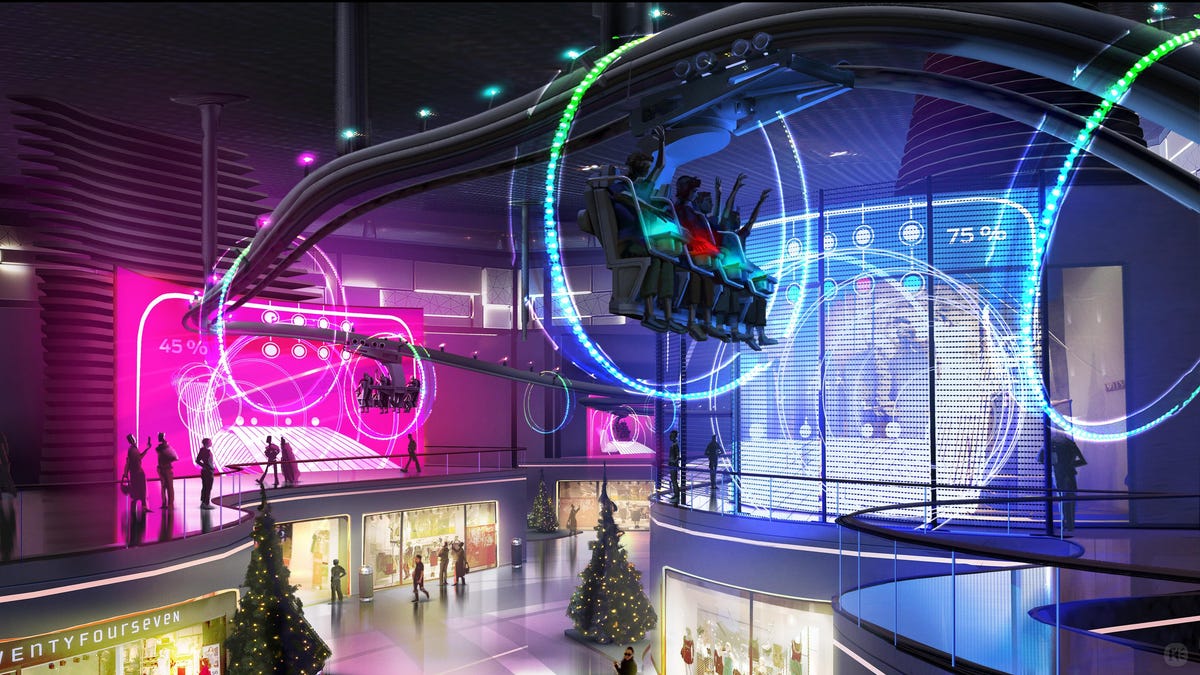 Cavu and Framestore revealed an interactive roller coaster train that could speed up, slow down or turn depending on the actions of the riders. With shopping malls losing anchor stores and other tenants, the ride developers envision their interactive coasters bringing renewed energy and purpose to underutilized, indoor retail spaces.