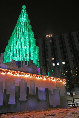 A new christmas tree is on display in Park Central downtown.