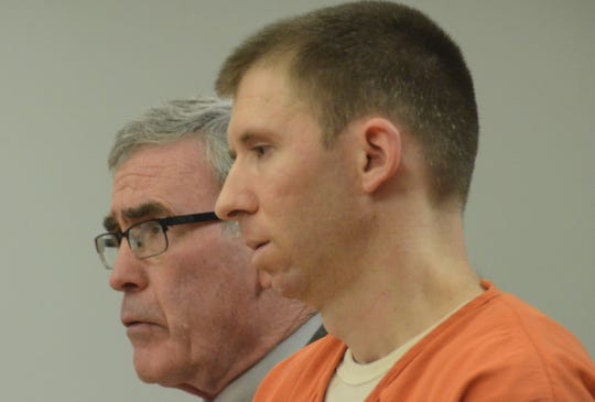Jason Bushong with his attorney, J. Thomas Schaeffer, right, during the sentencing on Monday.