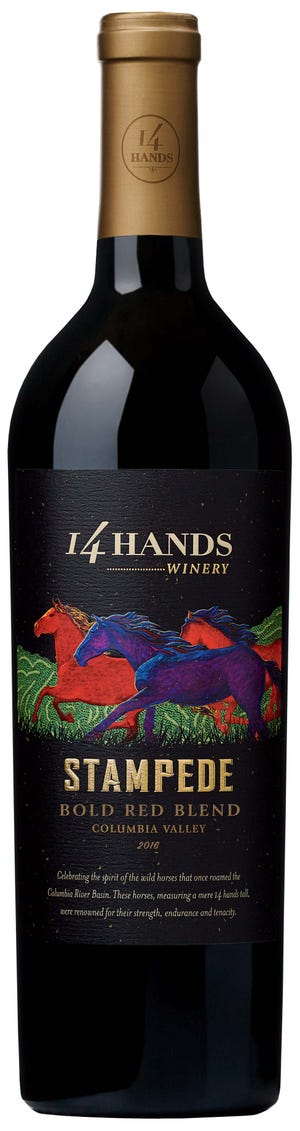 Along with cherry flavors, you’ll pick up a little earthiness and spice in this 14 Hands Stampede red blend.