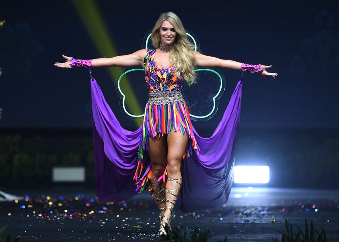 Grainne Gallanagh, Miss Ireland 2018 walks on stage during the 2018 Miss Universe national costume presentation in Chonburi province on December 10, 2018. (Photo by Lillian SUWANRUMPHA / AFP)LILLIAN SUWANRUMPHA/AFP/Getty Images ORIG FILE ID: AFP_1BH7W6