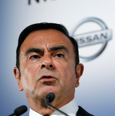 Nissan Motor's chairman Carlos Ghosn speaks at a...